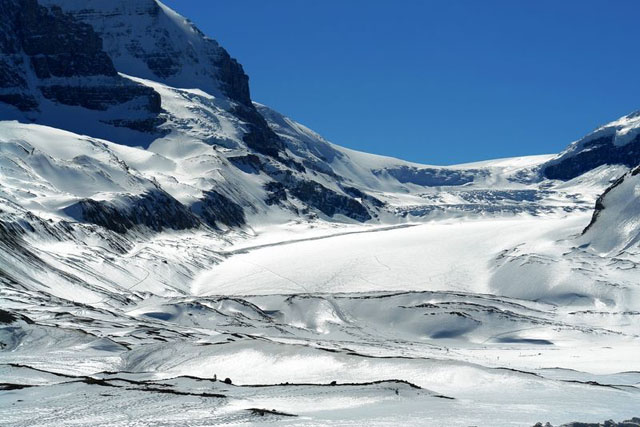 A panoramic view of a glacier. 